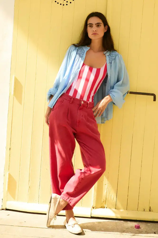 Sophie + Lucie Boyfriend Red Twill Jeans - The Mercantile London