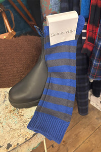 Sommerville Blue Cashmere Stripe Socks - The Mercantile London