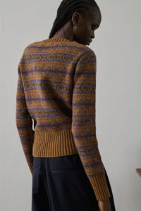 Soeur Gipsy Camel And Violet Jacquard Jumper - The Mercantile London