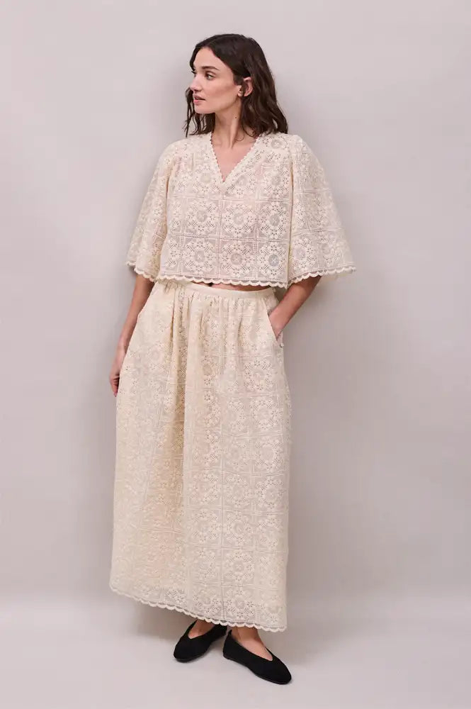 Faune Jean Oyster Lace Top - The Mercantile London