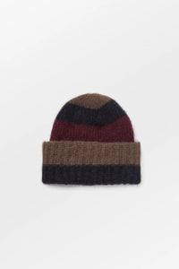 Beck Söndergaard Soloma Striped Burgundy Beanie - The Mercantile London