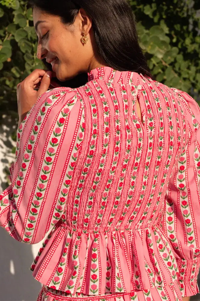 Pink City Prints Isabel Alpine Rose Blouse - The Mercantile London