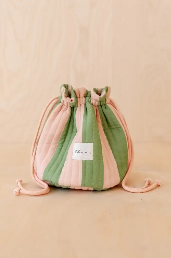 TBCo Green Stripe Cotton Wash Bag