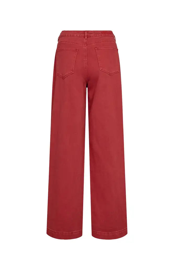 Numph Hamilton Washed Mulberry Red HR Wide Jeans