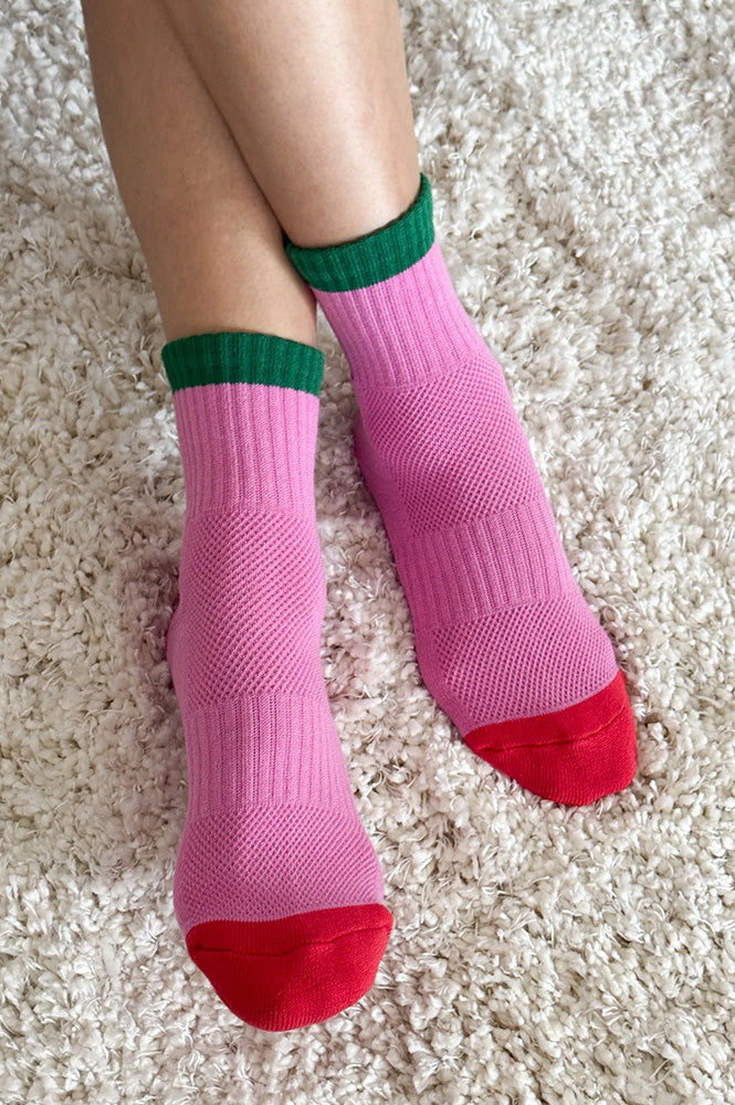 Le Bon Shoppe Girlfriend Colour Block Rose Green Socks - The Mercantile London