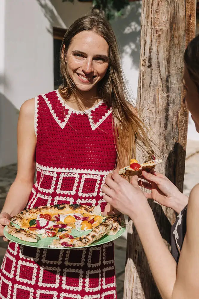Indi & Cold Red Crochet Mini Dress - The Mercantile London