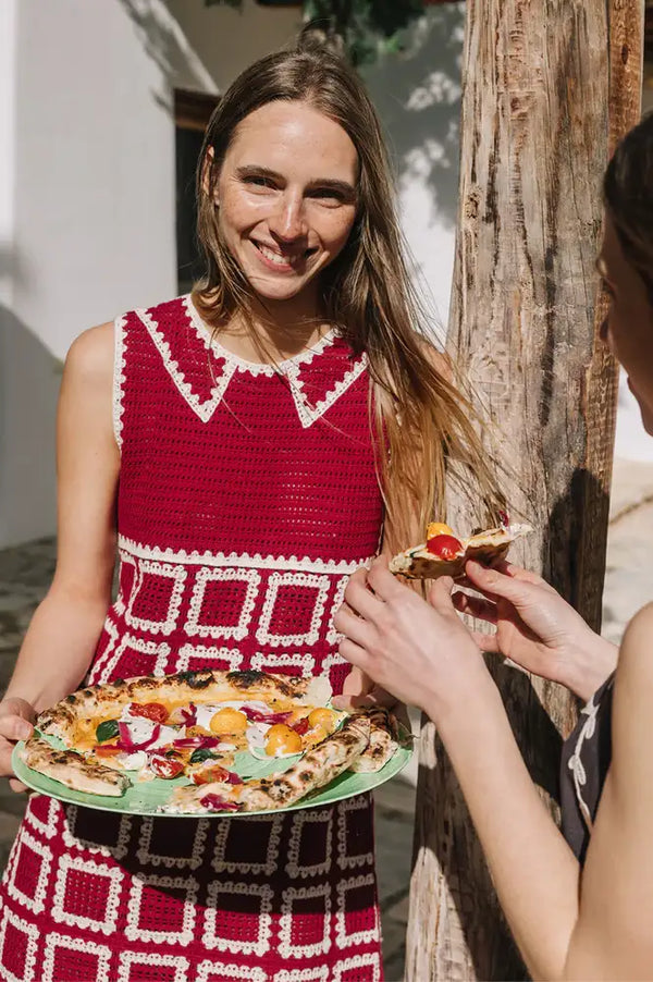 Indi & Cold Red Crochet Mini Dress - The Mercantile London