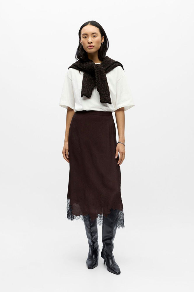 Object Dalme Seal Brown and Black Lace Skirt - The Mercantile London