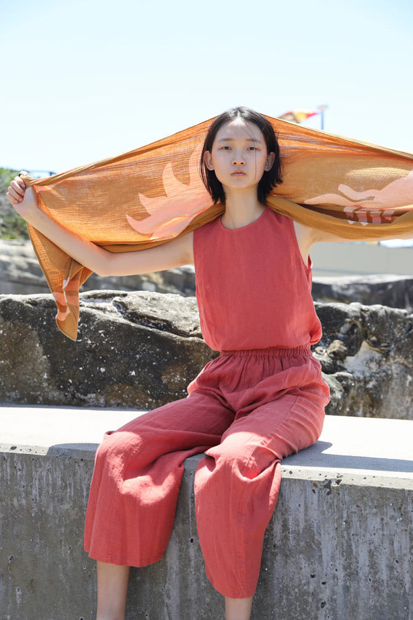 L.F. Markey Basic Linen Paprika Trouser - The Mercantile London