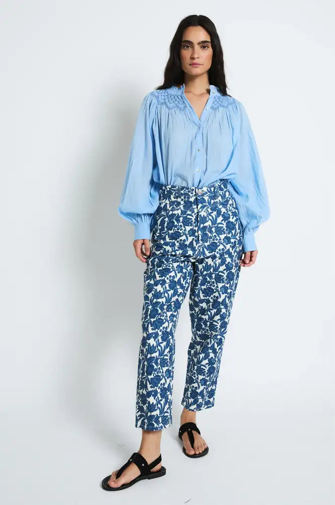 Sophie + Lucie Blee Blue Floral Jeans - The Mercantile London