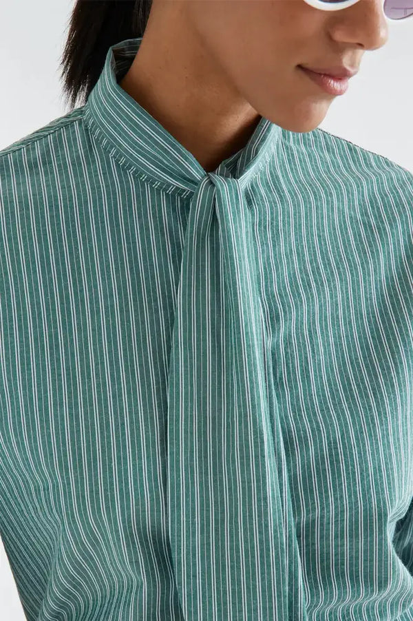 Compania Fantastica Green Striped Tie Detail Shirt