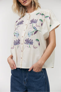Lolly's Laundry Mya Creme Embroidered Blouse