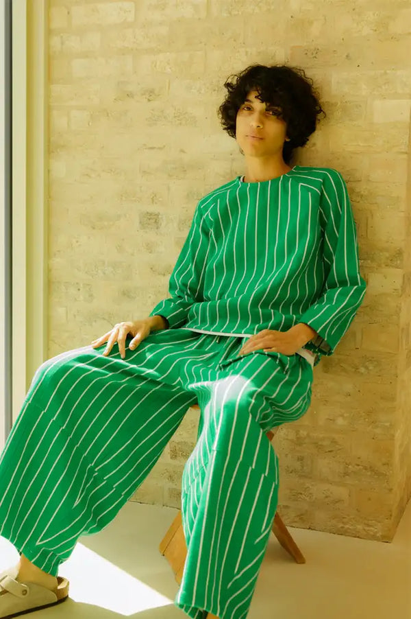 L.F. Markey Oslo Green Stripe Top - The Mercantile London