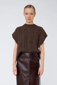Stella Nova Brown Cable Knit Vest - The Mercantile London