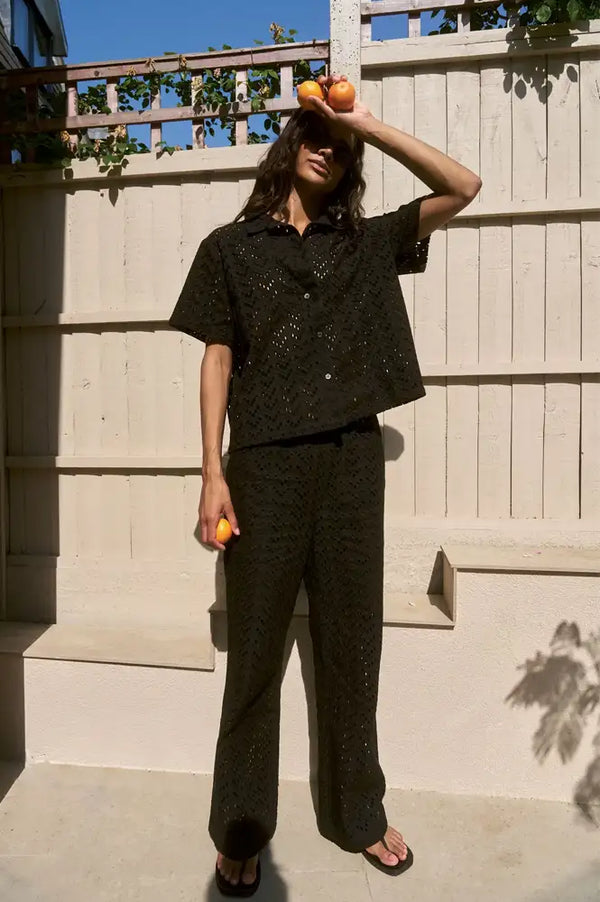 Komodo Luna Embroidered Black Cotton Shirt - The Mercantile London