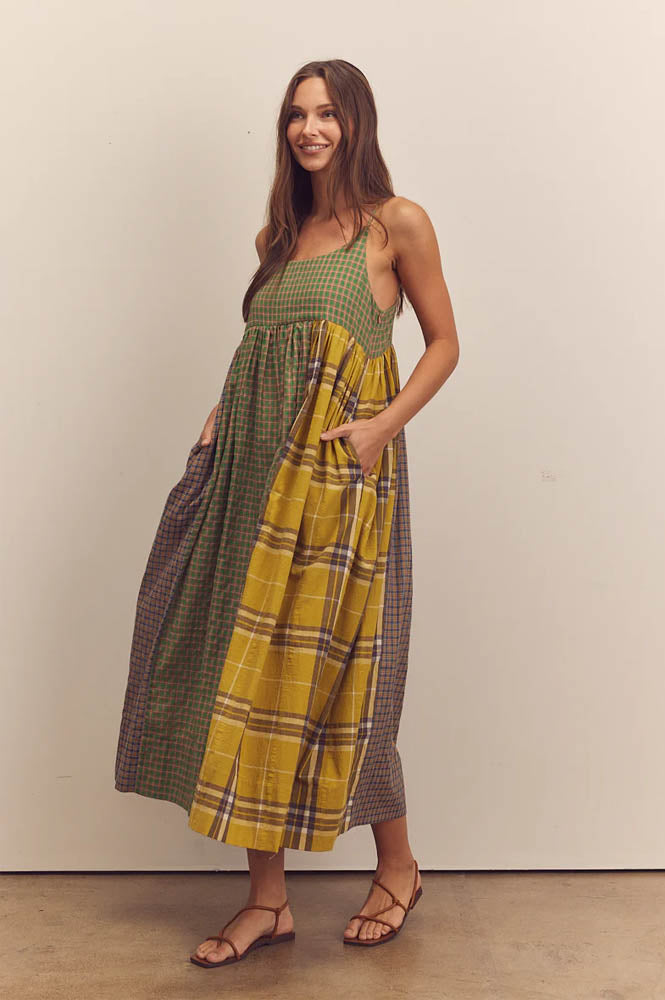 Amente Contrast Check Cami Dress - The Mercantile London