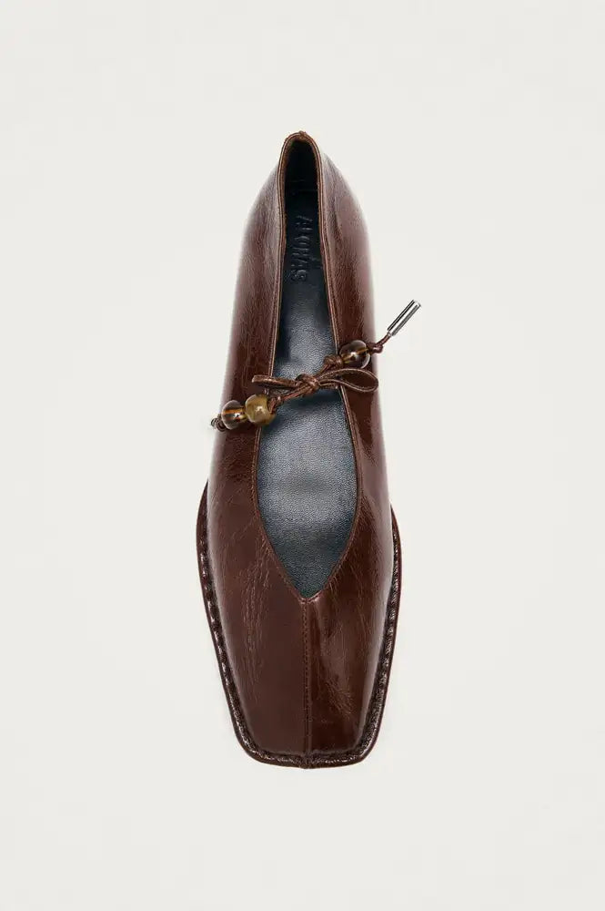 Alohas Sway Beads Rift Brown Leather Ballet Flats