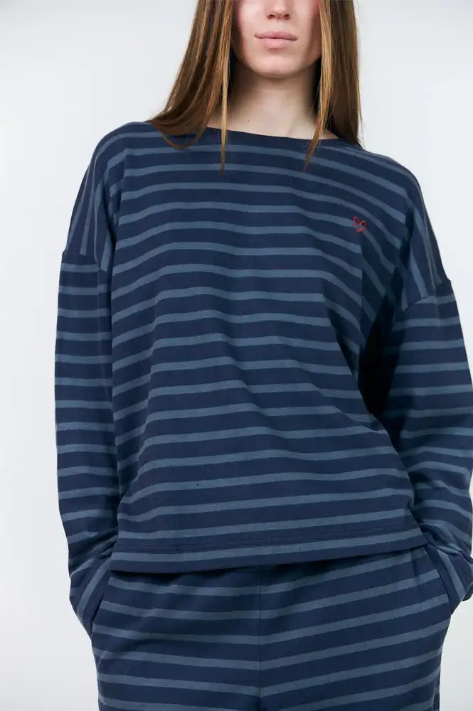 Lolly's Laundry Demi Dark Blue Striped Sweatshirt