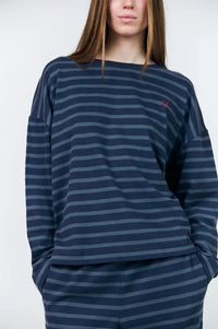 Lolly's Laundry Demi Dark Blue Striped Sweatshirt