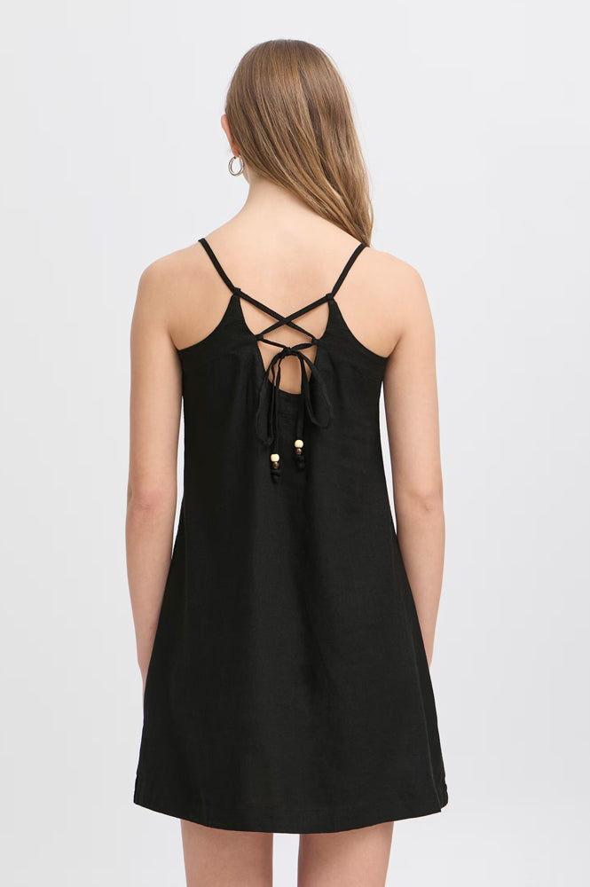 ICHI Linno Black Mini Dress - The Mercantile London