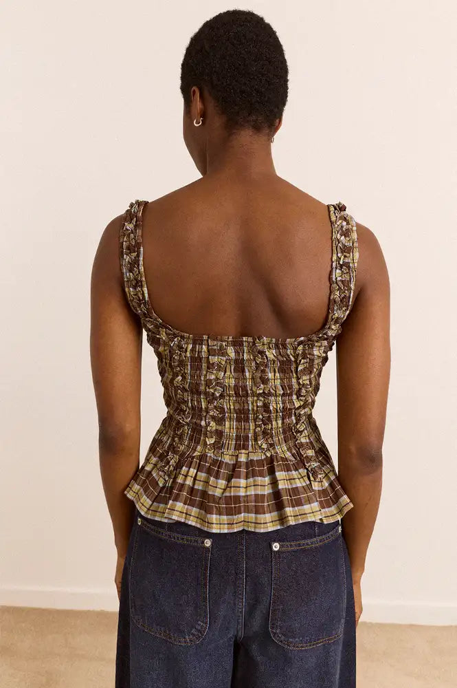 Damson Madder Raphi Cocoa Check Cami Top