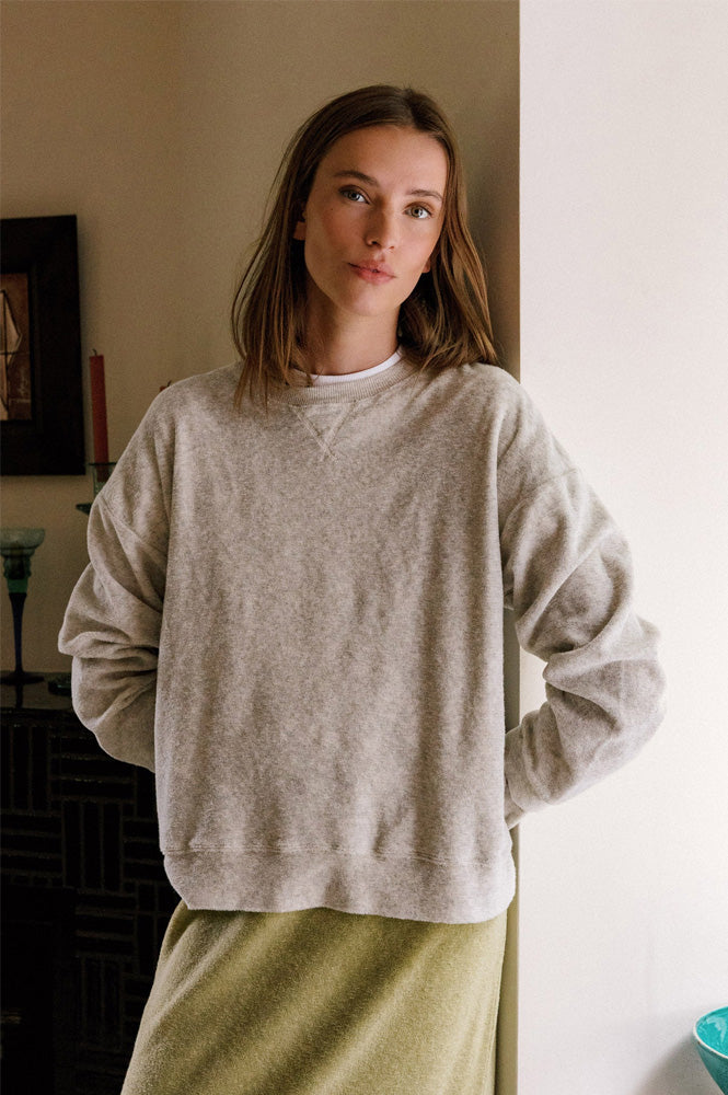 Indi & Cold Lara Mottled Grey Terry Sweatshirt - The Mercantile London