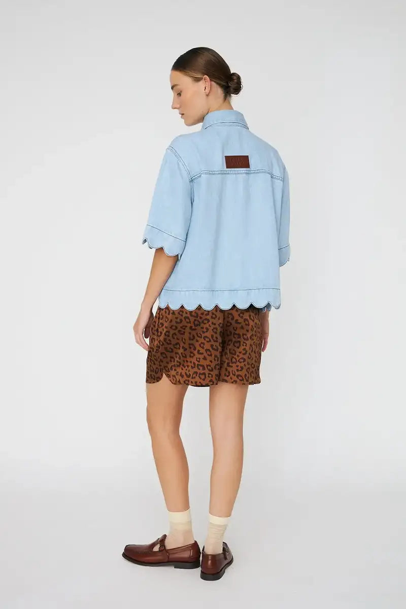 Stella Nova Soft Light Blue Scalloped Denim Shirt - The Mercantile London
