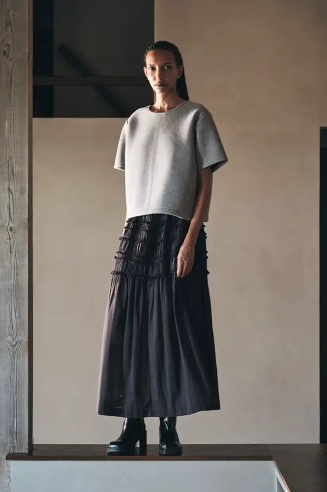 Rabens Saloner Aemla Liqourice Voile Frilled Skirt - The Mercantile London