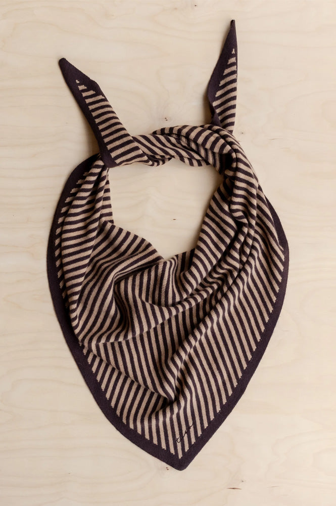 TBCo Camel & Brown Stripe Large Triangle Scarf