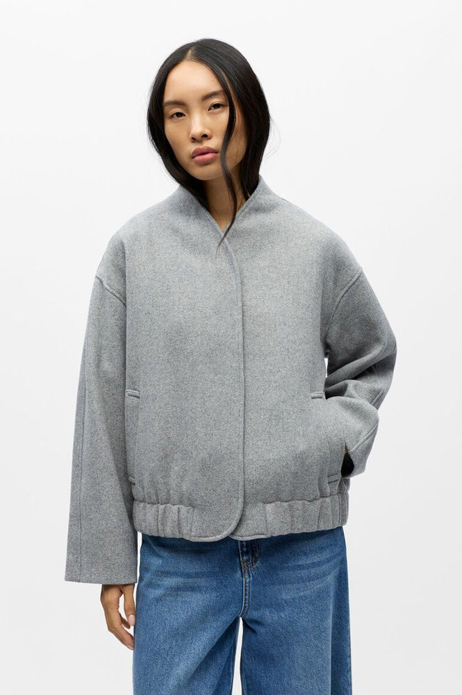 Object Pisa Grey Wool Blend Bomber Jacket - The Mercantile London