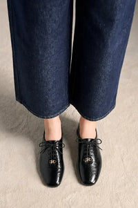 Petite Mendigote Caroline Black Patent Derby Shoes