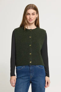 ICHI Pandora Rosin Green Melange Knitted Vest