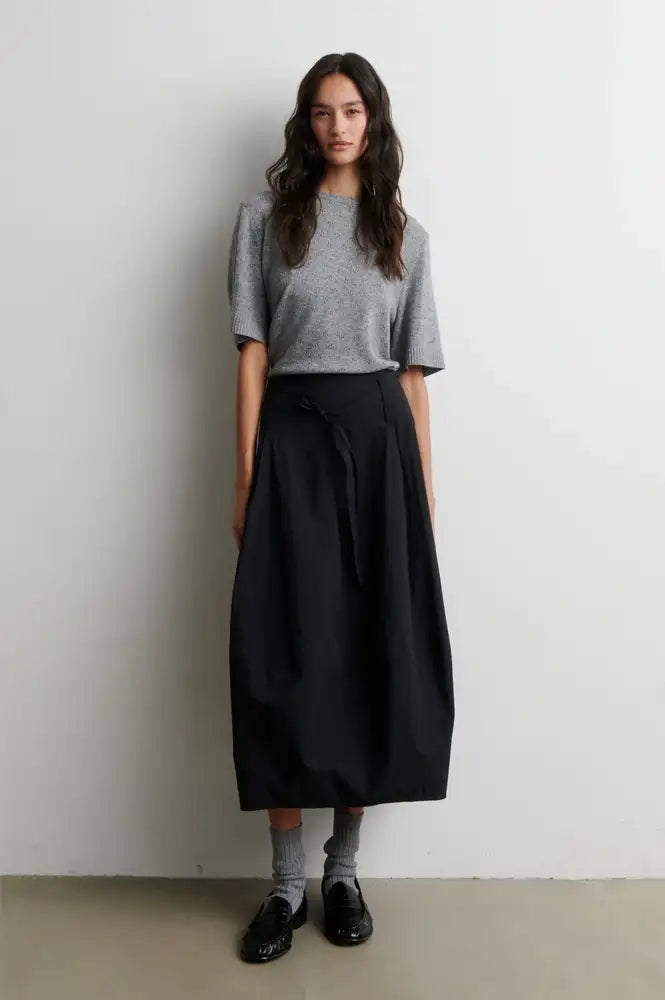 Second Female Amala Grey Pointelle Short Sleeve Knit Top