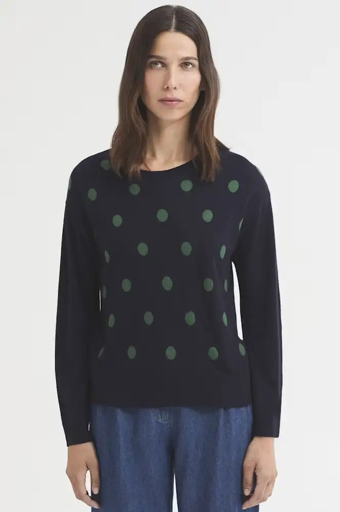 Nice Things Navy Polka Dot Sweater