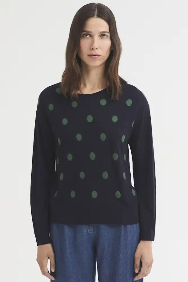 Nice Things Navy Polka Dot Sweater