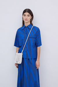 Yerse Bubble Striped Azure and Navy Shirt - The Mercantile London
