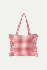 Compania Fantastica Red Ruffled Gingham Bag