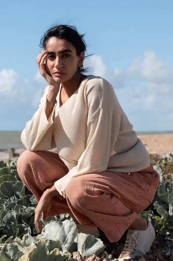 Bibico Clara Rust Check Trousers - The Mercantile London
