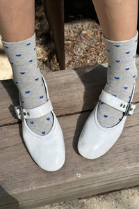 Le Bon Shoppe Melange Grey & Cobalt Heart Sneaker Socks