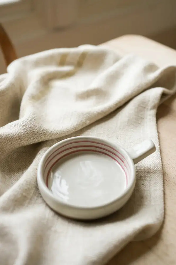 Hand Painted Breton Stripe Brick Olive Dish Bowl - The Mercantile London