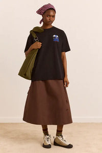 Damson Madder Caspia Chocolate Volume Midi Skirt