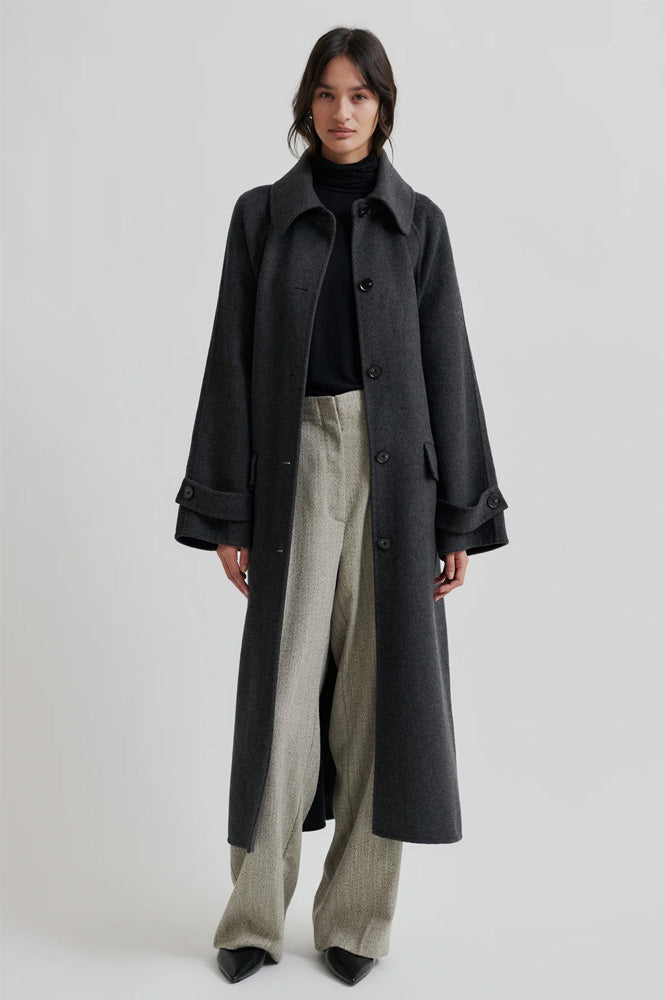 Second Female Walance Dark Grey Melange Coat - The Mercantile London