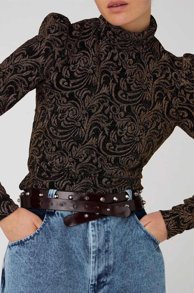 Stella Nova Studded Leather Brown Belt - The Mercantile London