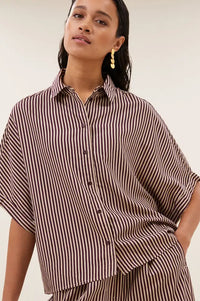 By-Bar Sunny Burgundy Stripe Blouse