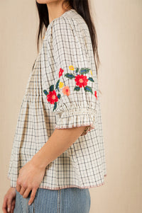 Bonté Lionne Ecru Check Blouse - The Mercantile London