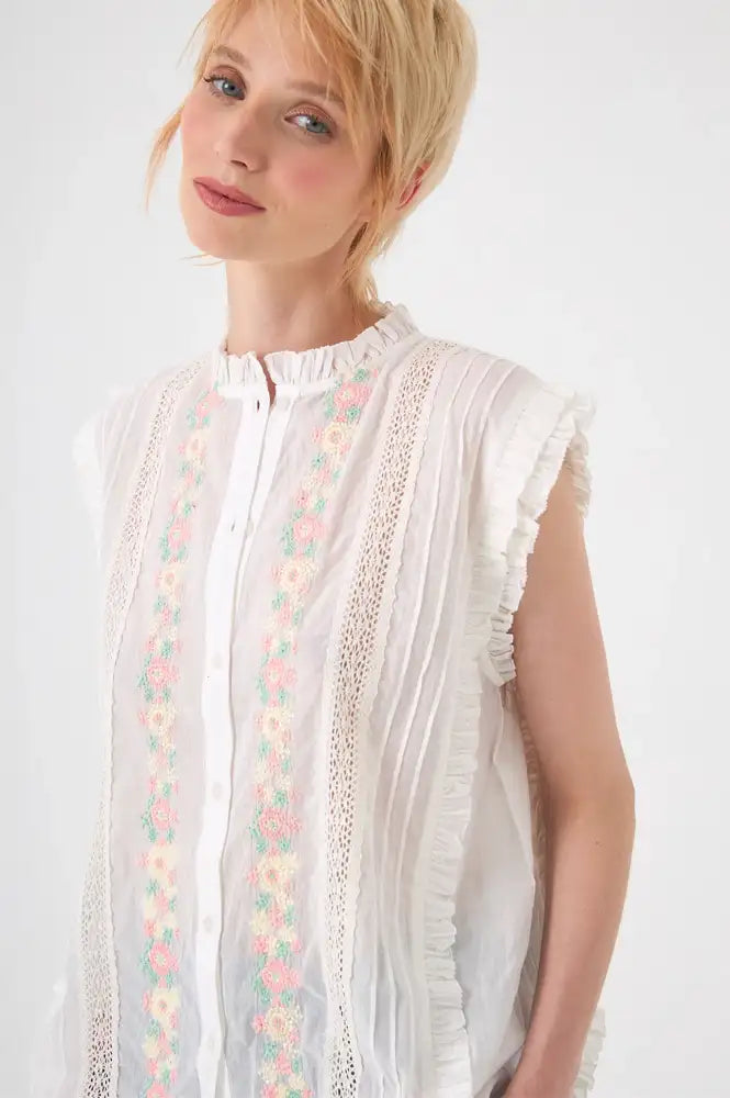 Chicosoleil Sophia Pastel Flowers Blouse - The Mercantile London