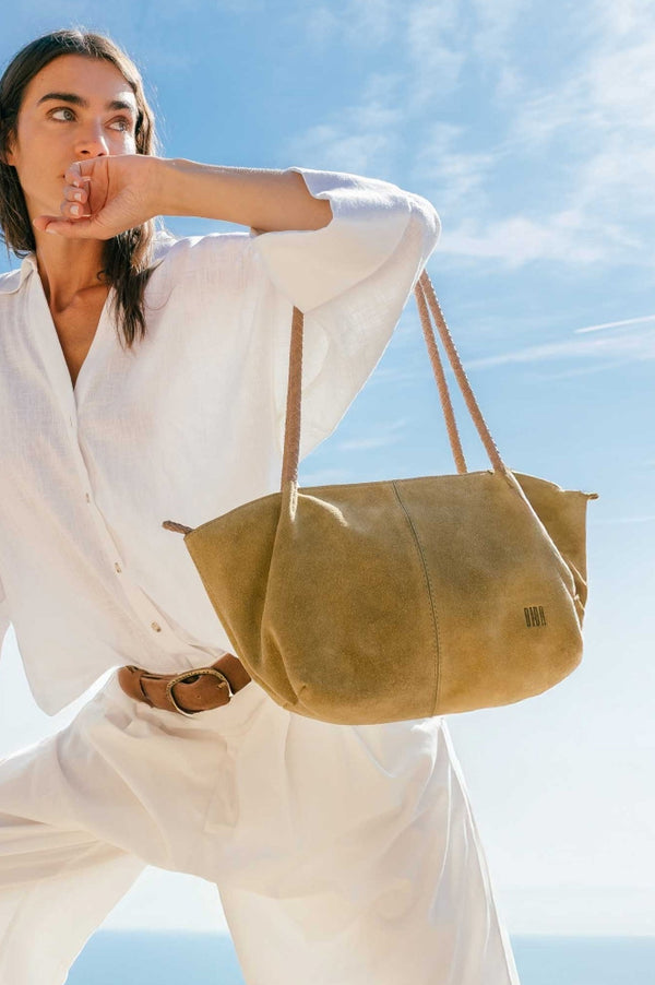 Biba Somerville Lime Suede Shoulder Bag