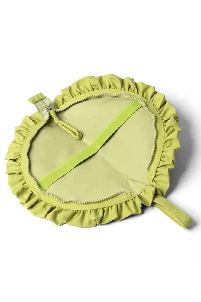 Damson Madder Celery Ruffle Half Moon Makeup Bag - The Mercantile London