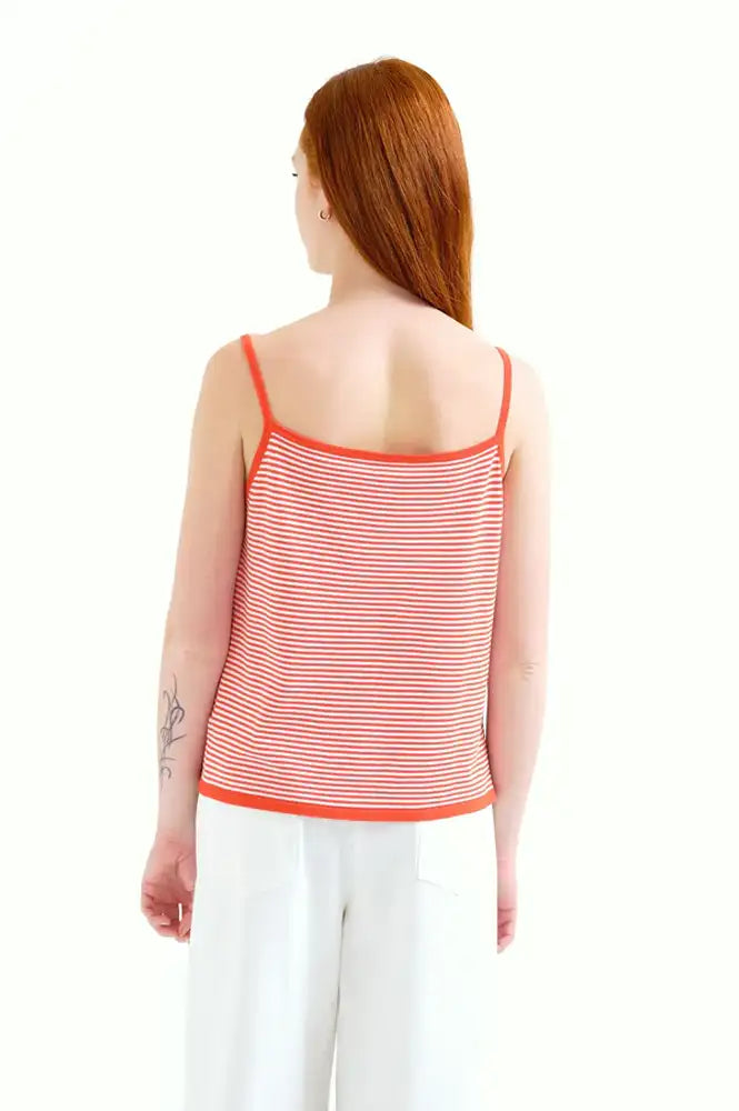 Compania Fantastica White & Red Striped Vest