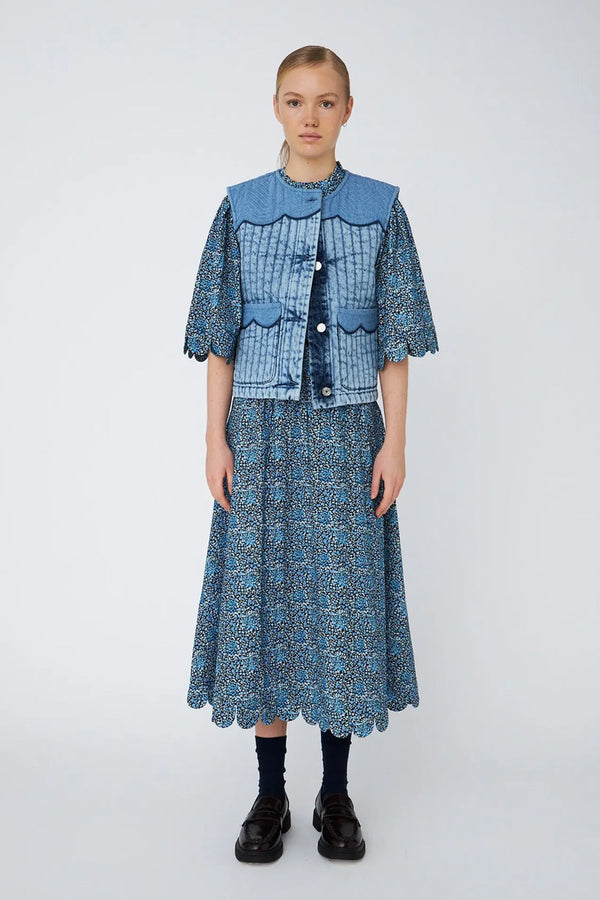 Stella Nova Denim Blue Quilted Vest - The Mercantile London
